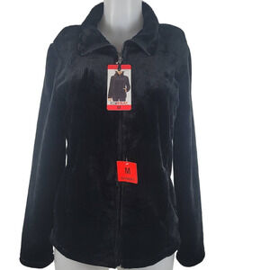 32 Heat Black Brushed Fleece Full Zip Winter Warm Jacket Women Medium NWT